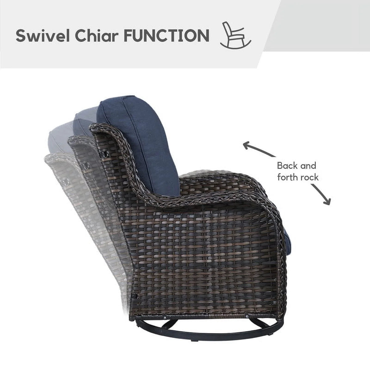 5-Piece Wicker Outdoor Conversation Set with Blue Cushions B7185
