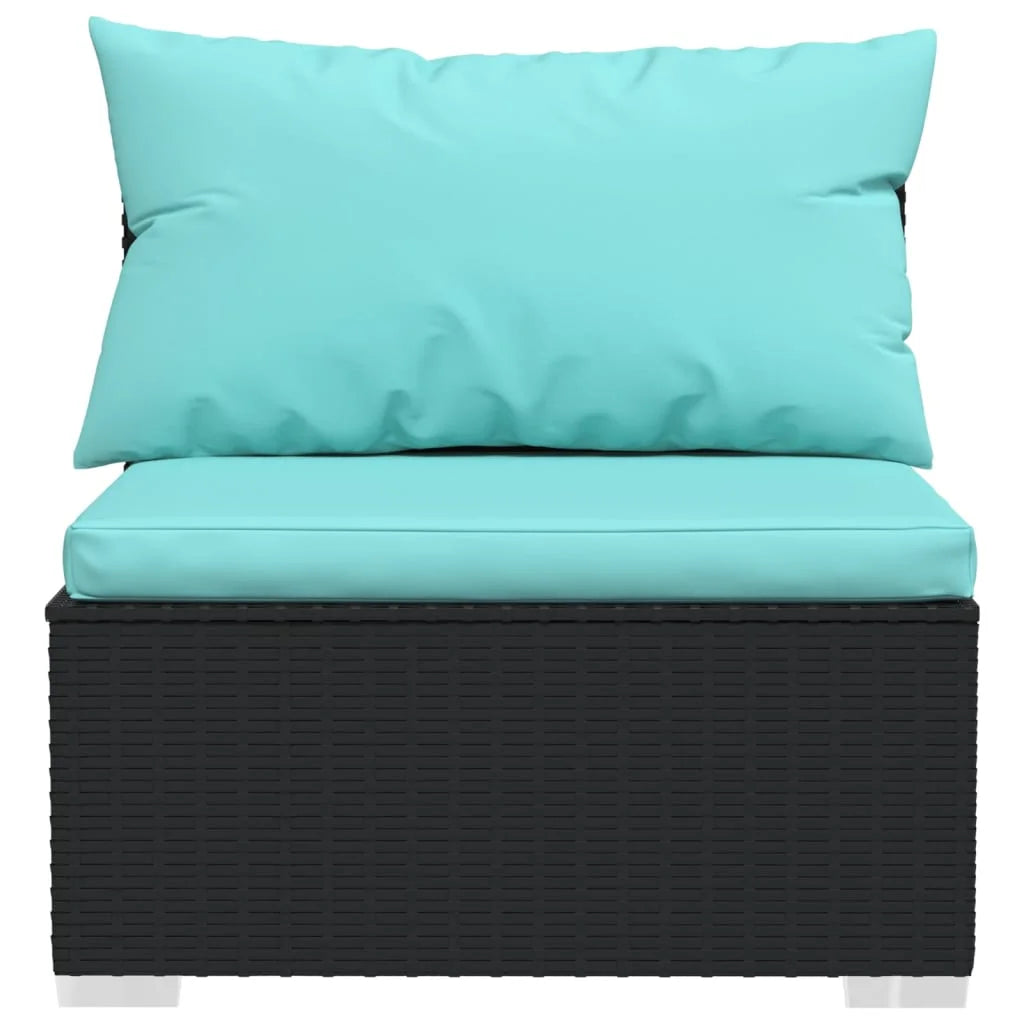 4 Piece Patio Furniture Set with Cushions Black Poly Rattan Q3192