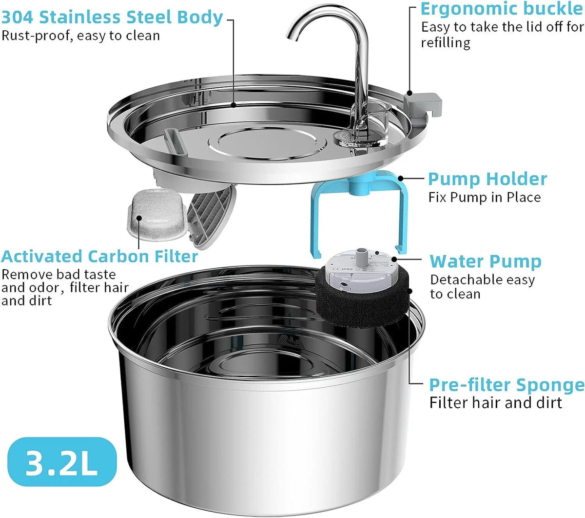 Cat Water Fountain Stainless Steel B3643