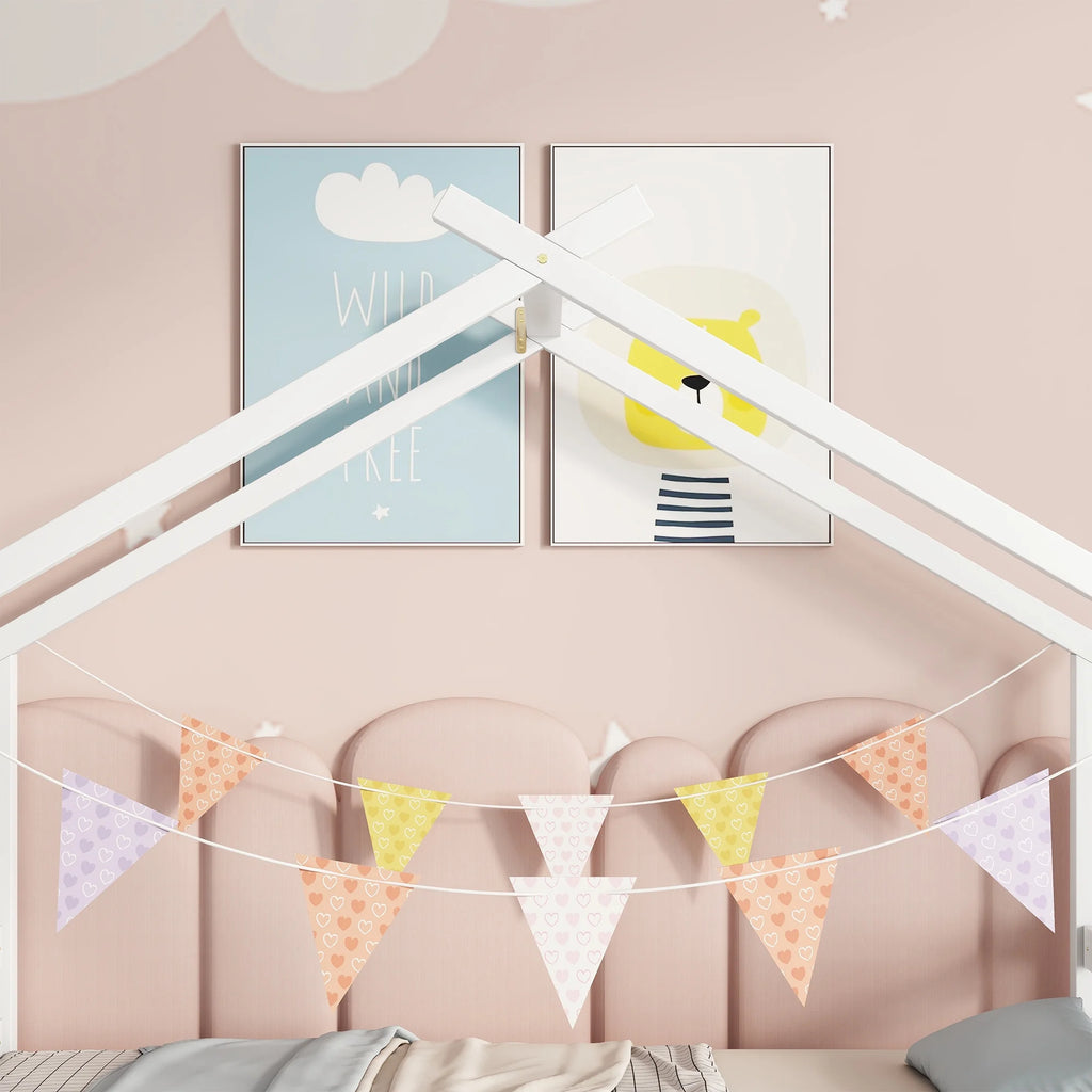 Twin Size White Bed Frame with Trundle D948295