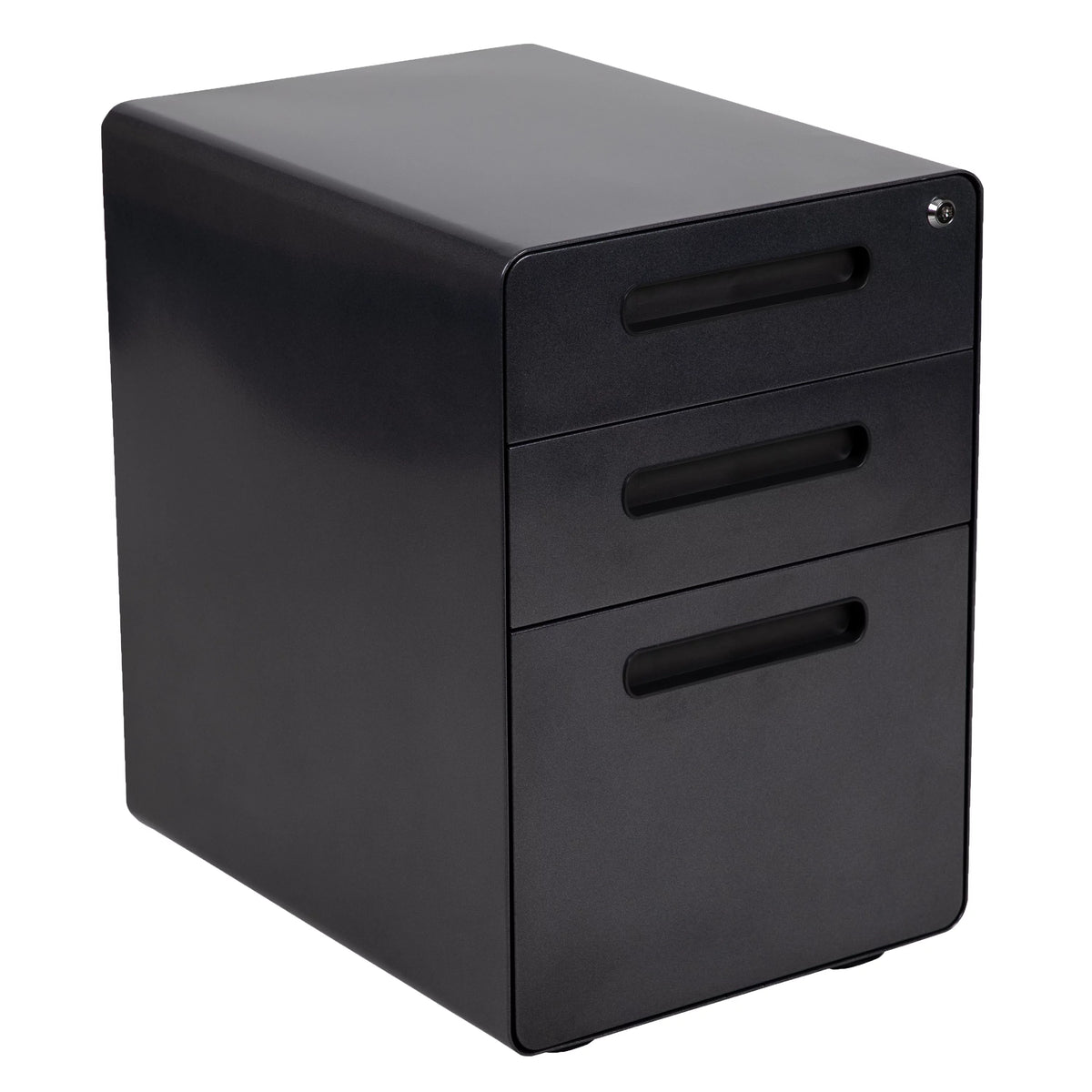 Black Computer Desk, Ergonomic Mesh Office Chair and Locking Mobile Filing Cabinet V88916