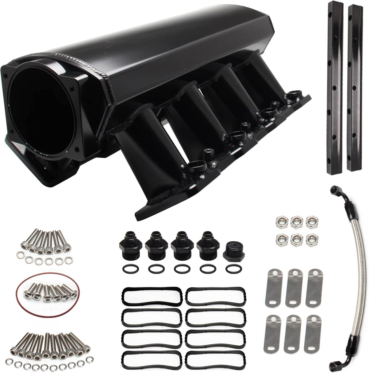 102mm Intake Manifold for Cathedral Port Heads LS Based Engines (Black) V7060