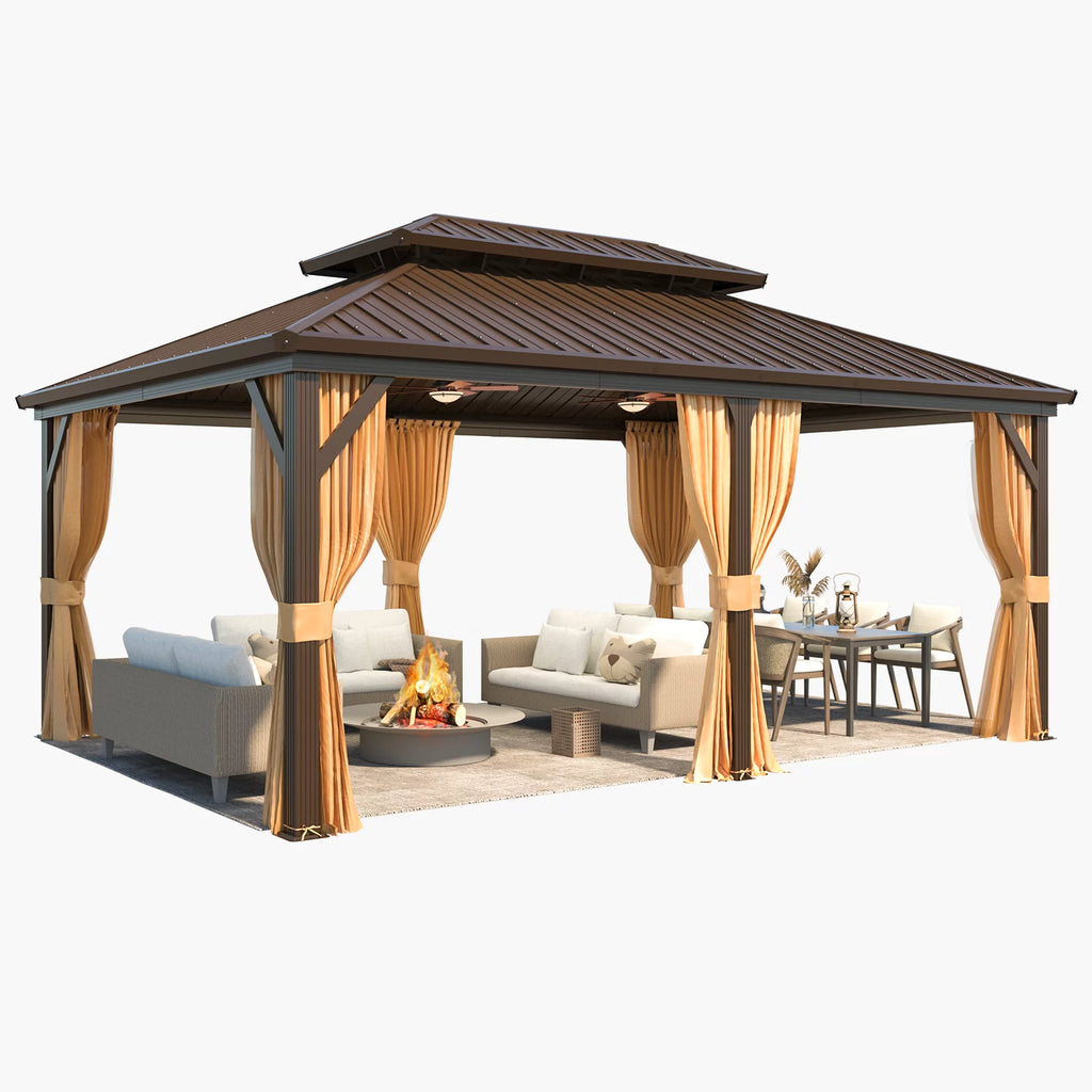 12'x18' Hardtop Gazebo with Galvanized Steel Double Roof & Aluminum Frame L15515