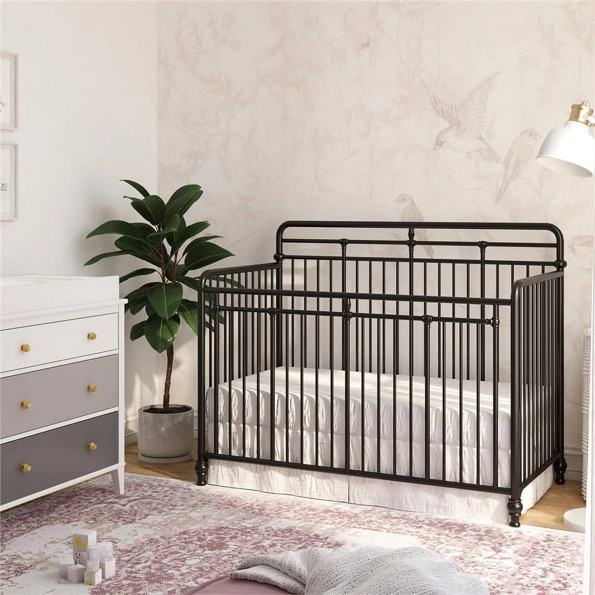 Black Metal 3 in 1 Convertible Crib F286