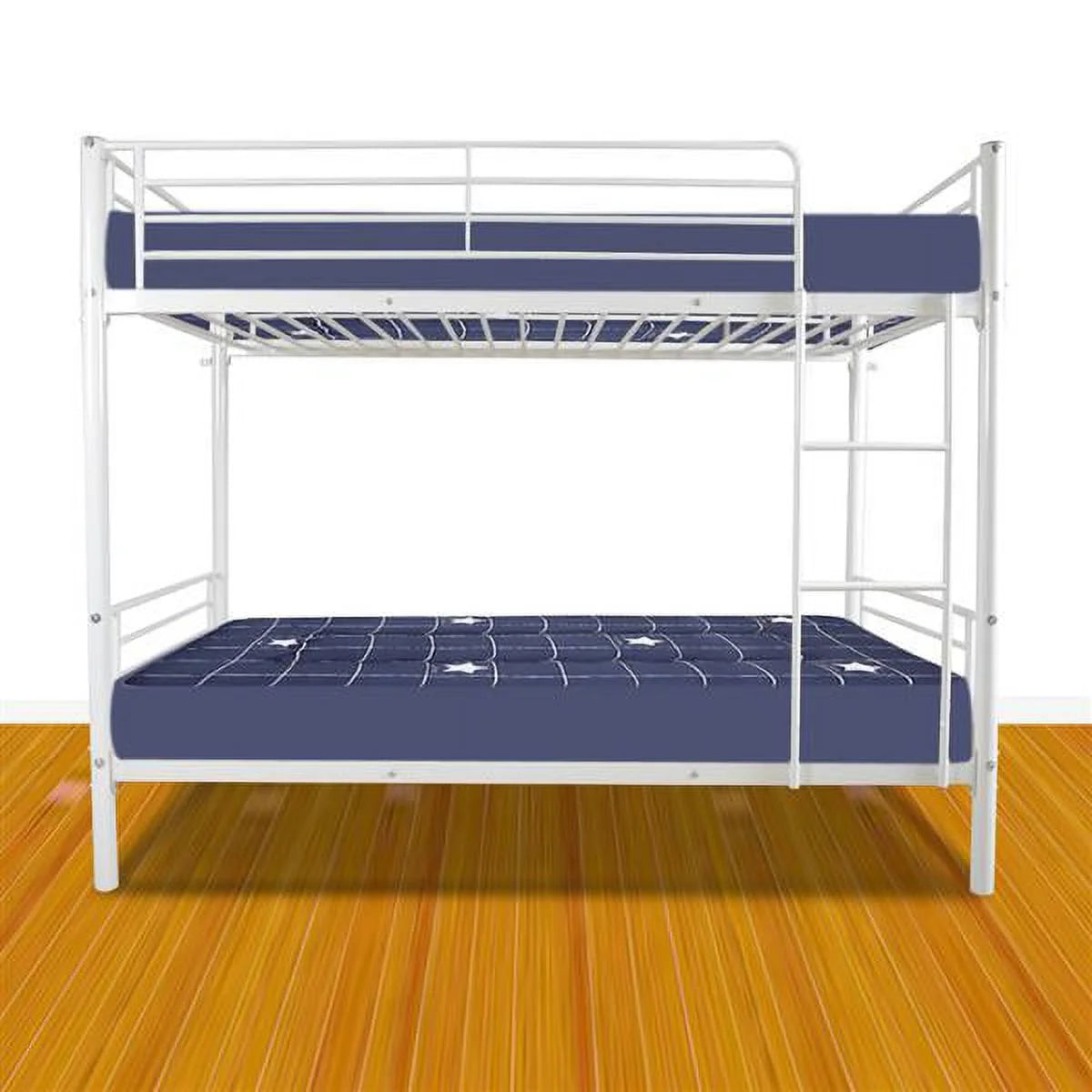 Twin Over Full Bunk Bed with Ladder and Guardrail White L487391