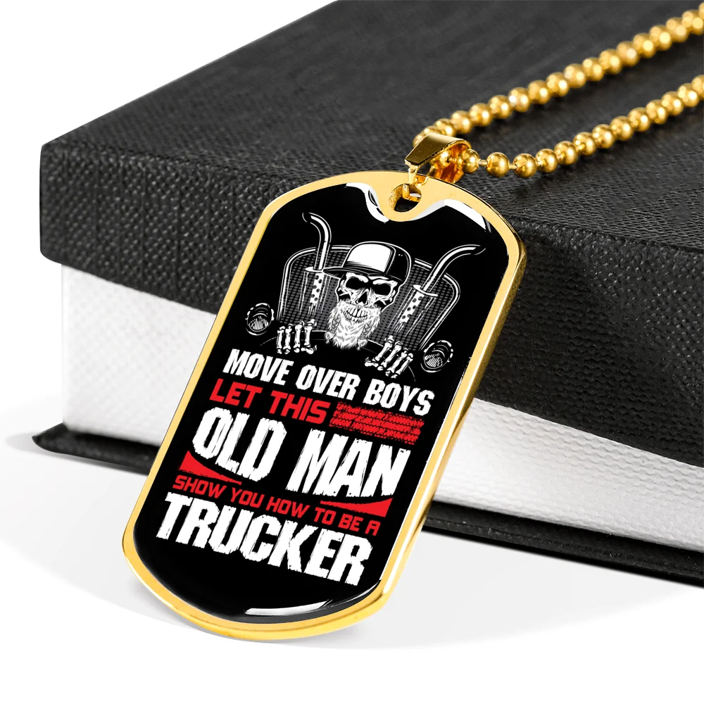 Dog Tag Stainless Steel or 18k Gold 24" Chain V637
