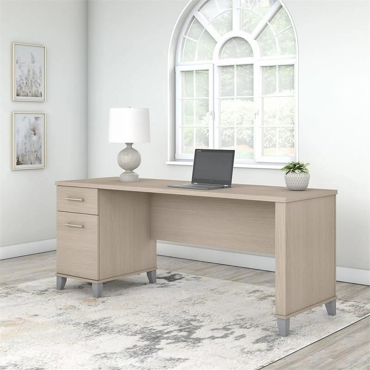 72" Engineered Wood Office Desk with Drawers Y238