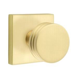 Satin Brass Double Dummy Door Knob and Square Rose Q722239