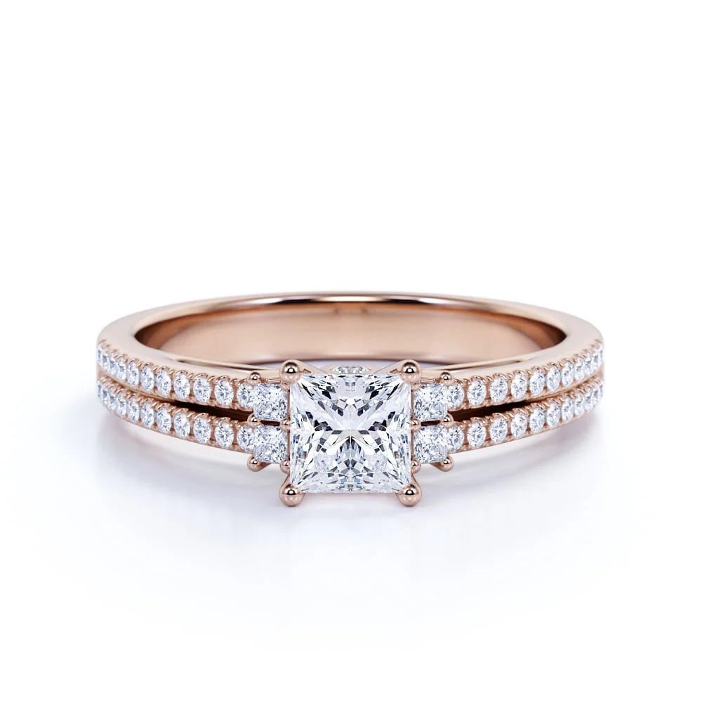 14K Rose Gold Princess Cut Lab Grown Diamond Ring D147261