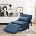 Navy Blue Linen Armless Sleeper Sofa Bed F5799