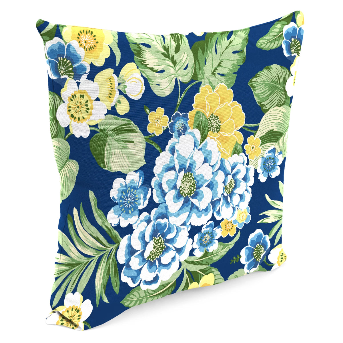 Lapis Blue Floral Square Outdoor Throw Pillow 2 Pack C2133