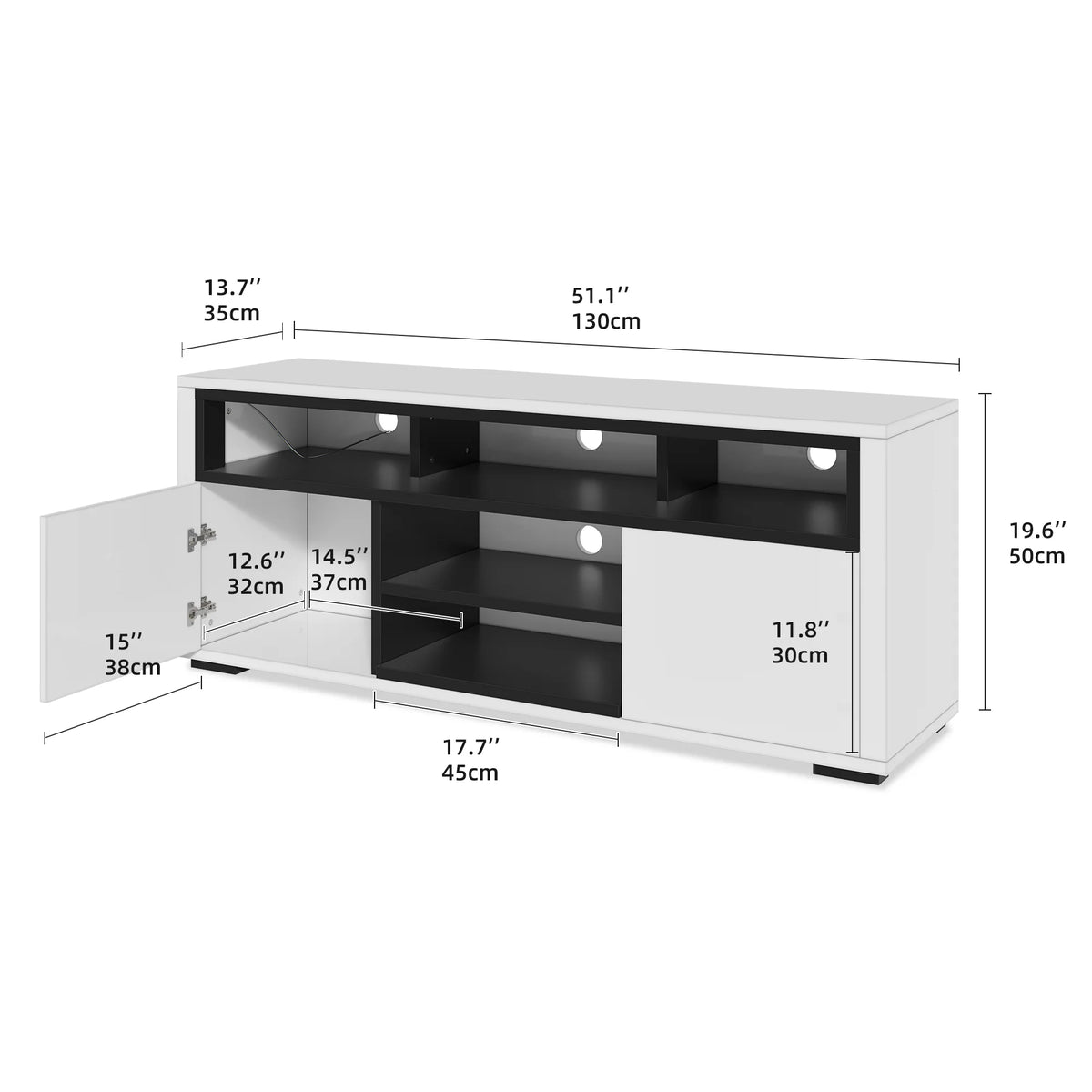 White High Gloss TV Stand with LED Lights O9390